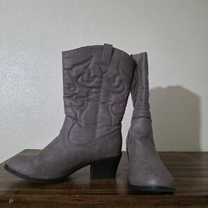 Gray Western Ankle Boots